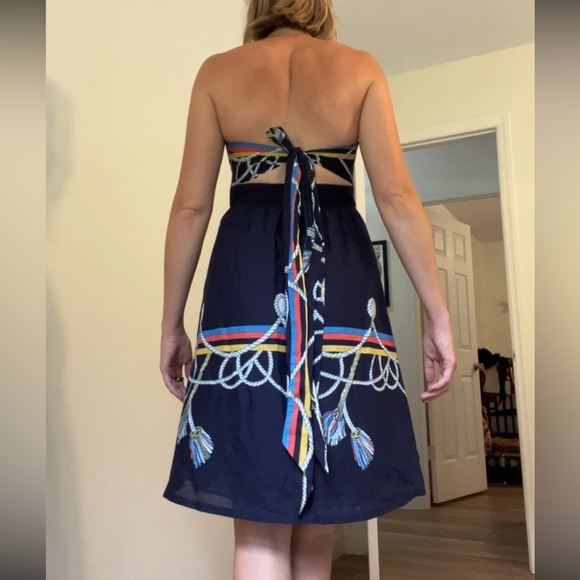 Anthropologie Roped-In Dress by Wakana Koike, Navy Strapless Corset 4 nautical - Picture 3 of 9